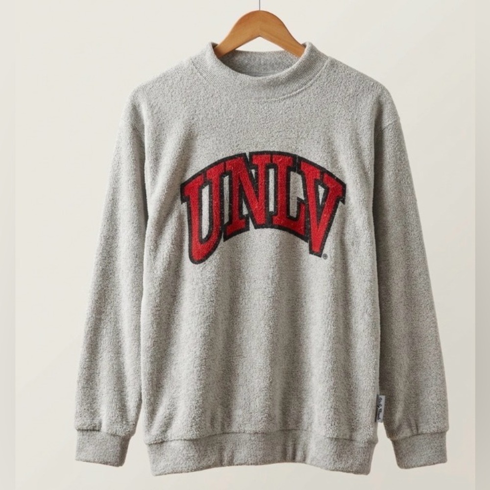 Woolly Threads UNLV Rebels Textured Terry Pullover Sweatshirt S Gray